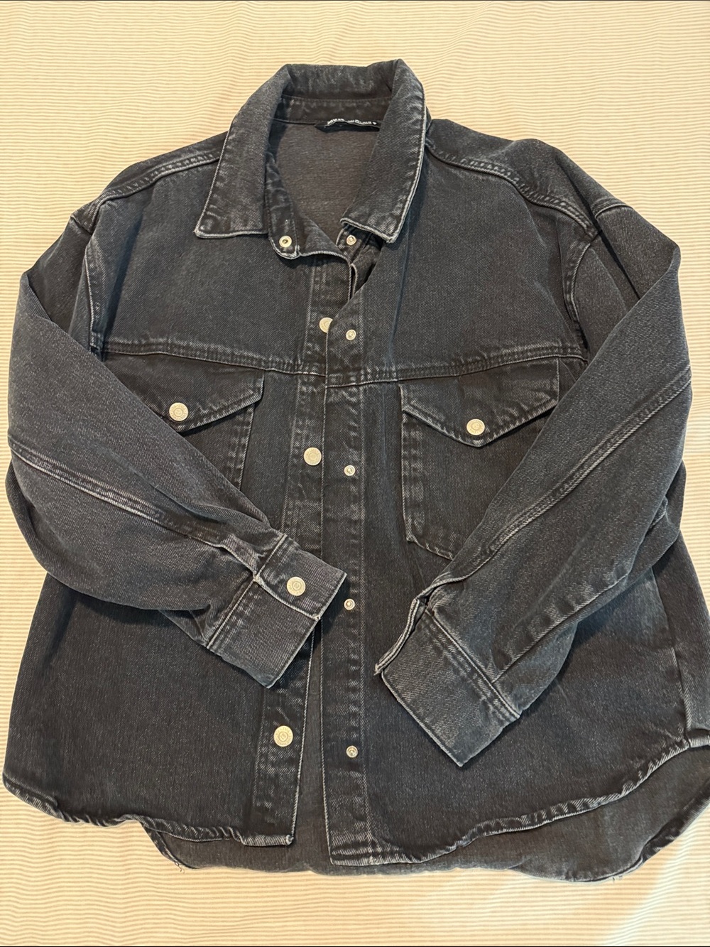 Zara Black Washed Denim Jacket